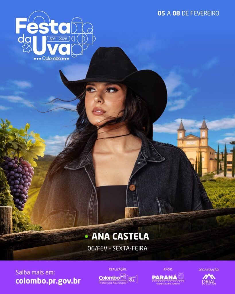 Ana Castela, Luan Santana e Pedro Sampaio: Confira a programação completa da Festa da Uva de Colombo