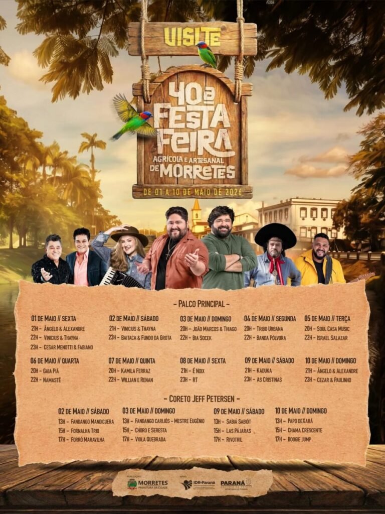 40ª Festa Feira de Morretes reúne shows nacionais, cultura caiçara e o tradicional barreado