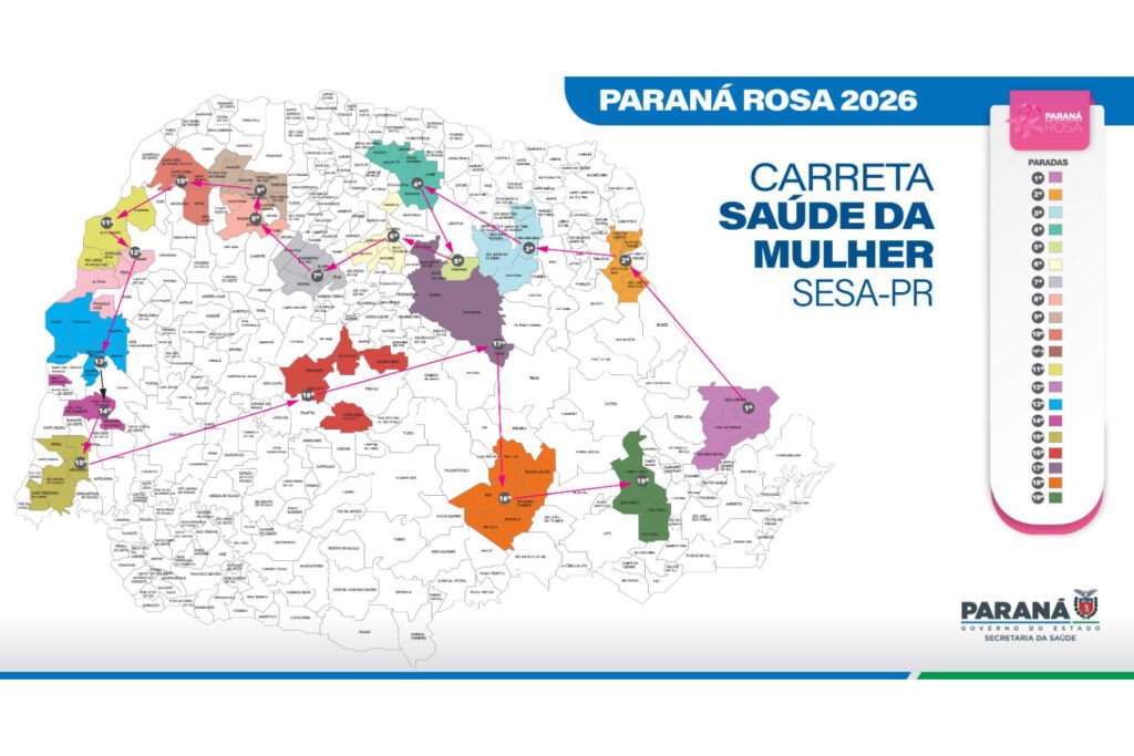 Carreta Saúde da Mulher 2026: Unidade móvel levará exames e consultas a 95 municípios do Paraná