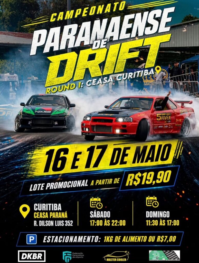Campeonato Paranaense de Drift 2026 estreia em Curitiba com premiação recorde de R$ 200 mil