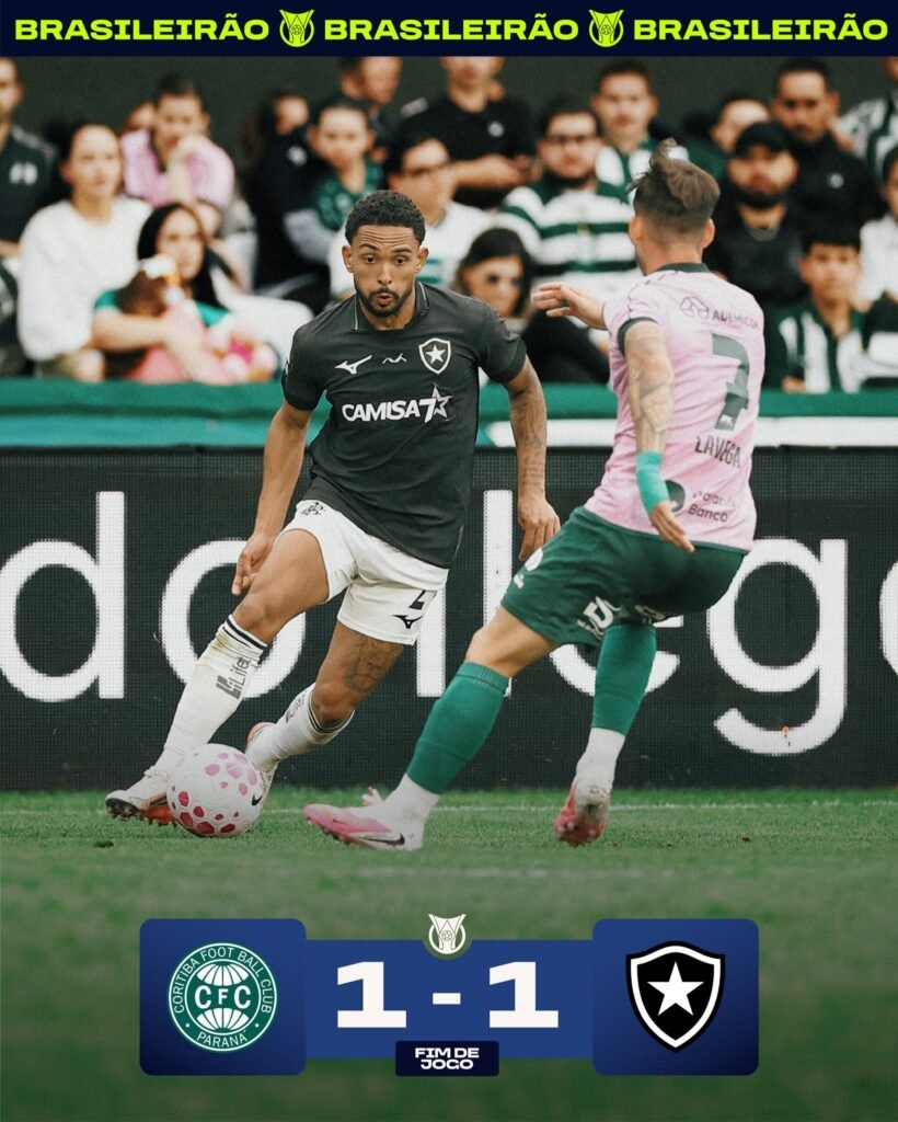 Em festa de 117 anos, Coritiba empata com o Botafogo e liga alerta contra o Z4