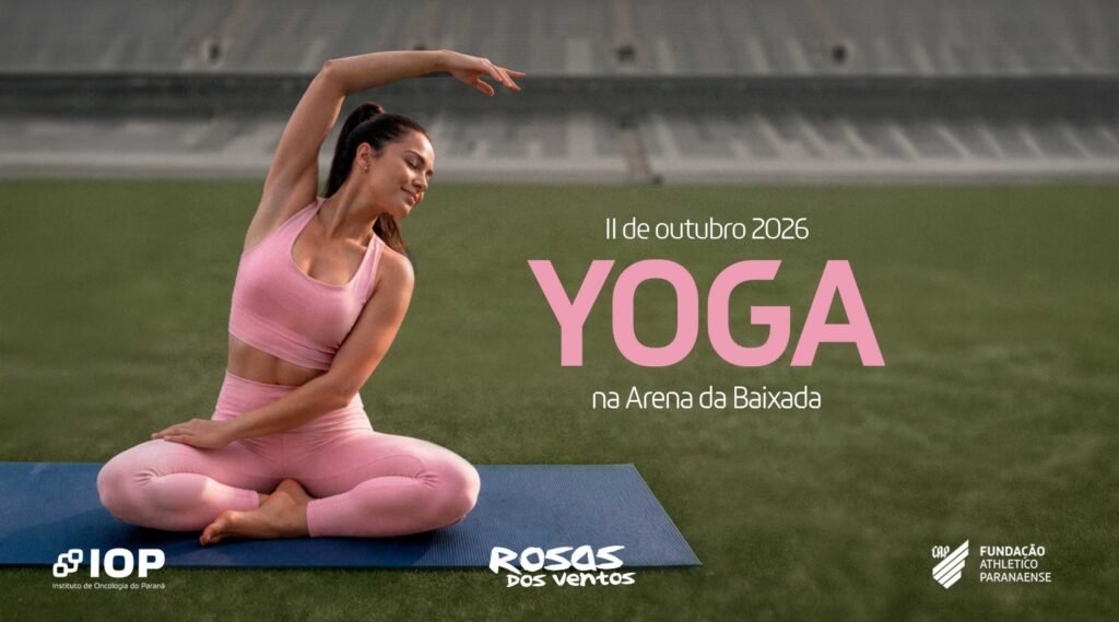 Arena da Baixada recebe aulão de yoga beneficente no Outubro Rosa com kit exclusivo
