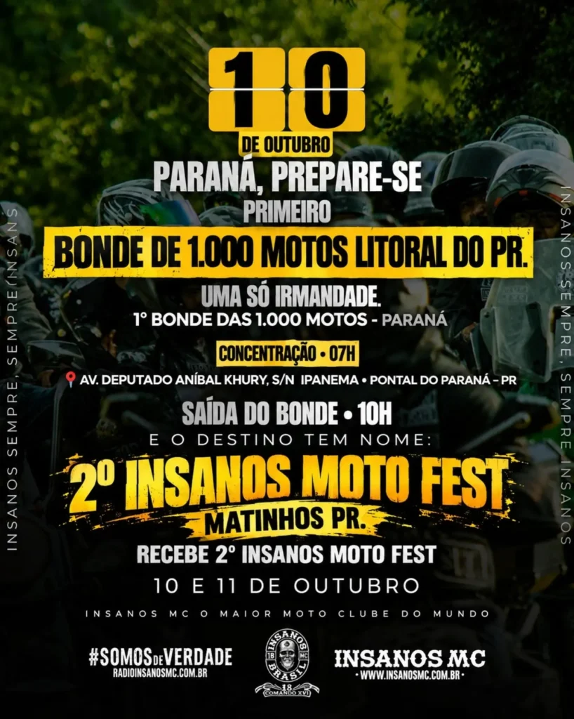 Insano MotoFest leva shows gratuitos e encontro de motos para o fim de semana em Matinhos