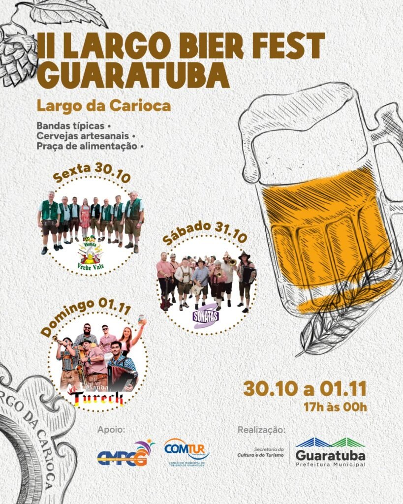 Música e gastronomia alemã no litoral: Guaratuba realiza 2ª edição do Largo Bier Fest