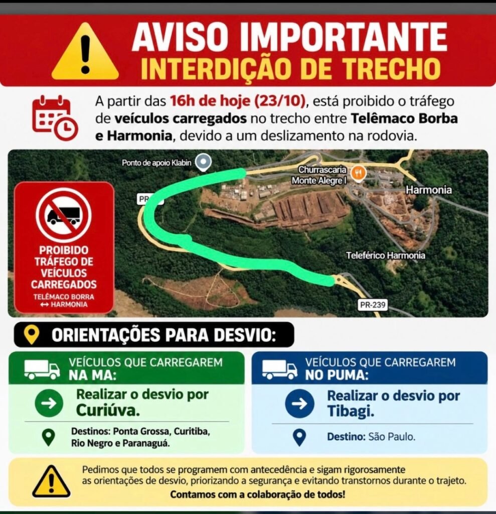 Tempestades causam deslizamentos e interditam rodovias no Paraná no fim de semana de eleições